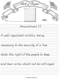 Bill of Rights Cursive Constitution Handwriting Pages for Homeschool