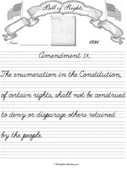 Bill of Rights Cursive Homeschool History Handwriting Pages