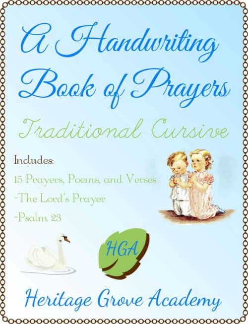 Cursive Prayer Book for Kids - Handwriting - Cursive Manuscript and Slant Style Penmanship