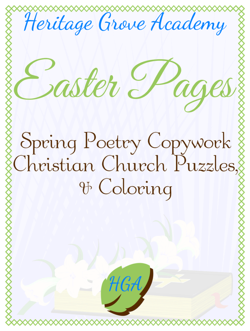 Spring Poetry Copywork - Easter Coloring - Puzzle Pages
