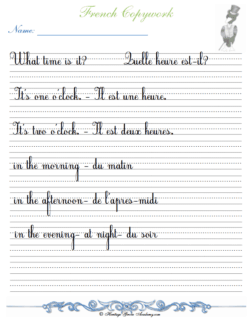 French Writing Pages to Print for Homeschool