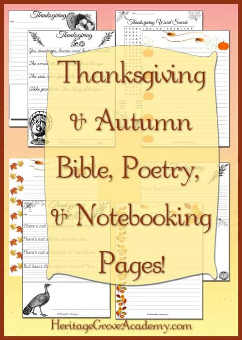 Writing and Poetry Thanksgiving Pages for Homeschool