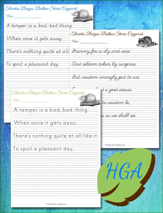 Handwriting Sample Pages for Poetry Penmanship Copywork Books