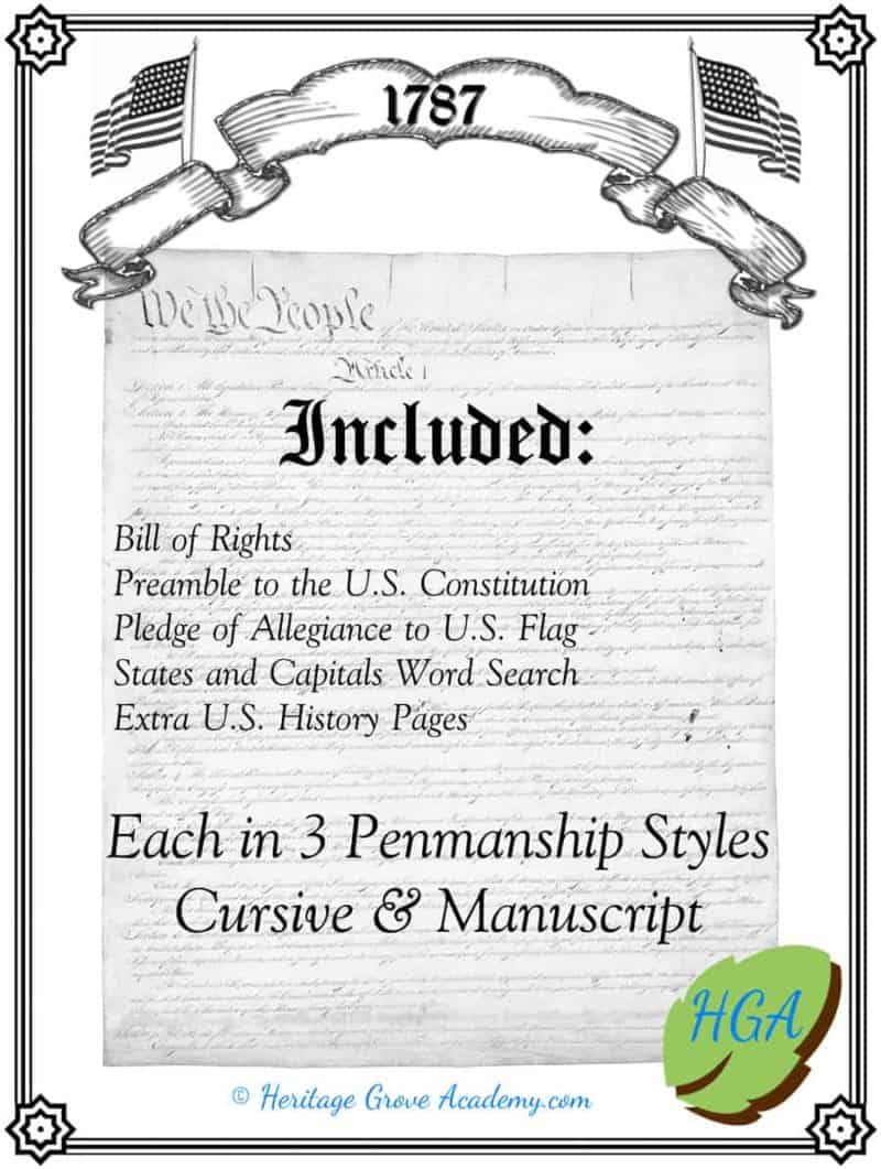 United States - American History Penmanship Copywork Book