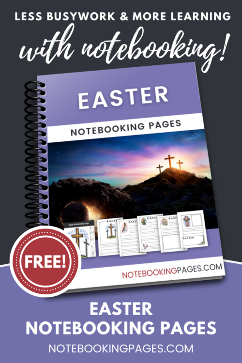 Easter pages for writing, Bible verses, church time - free homeschool writing pages.