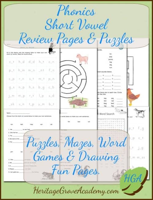 Short Vowel Puzzles and Worksheets