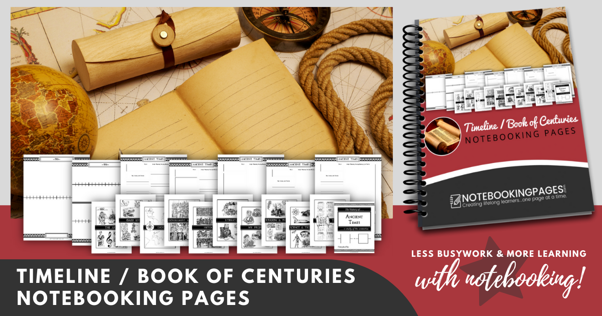 Homeschool history timeline pages for students - covering the centuries.