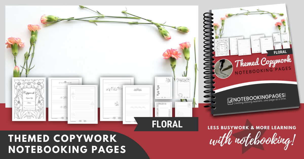 Blank floral lined pages for homeschool notebooking and handwriting - for all subjects.
