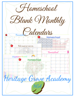 Monthly calendars - undated, blank with Homeschool designs - member freebie