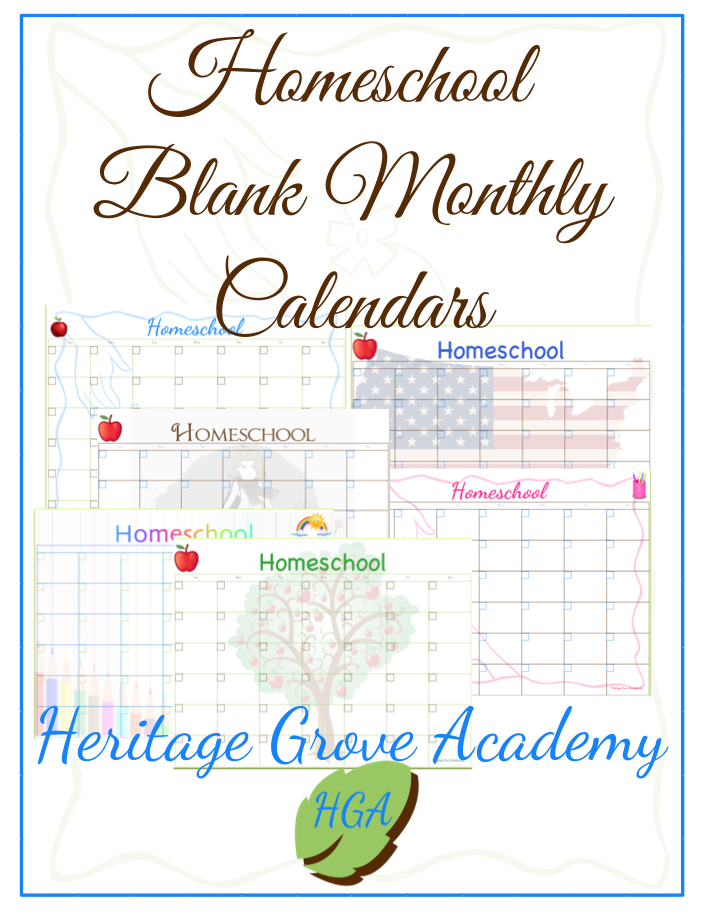 Monthly Homeschool Calendars