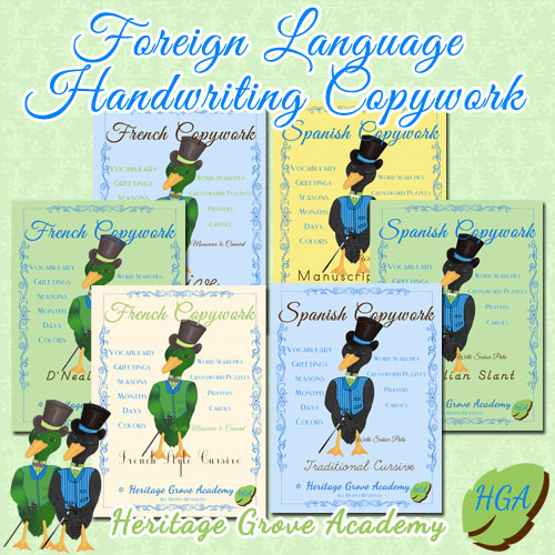French and Spanish Handwriting Copywork Books at Heritage Grove Academy Homeschool
