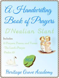 Prayers, poems, and verses handwriting copywork in D'Nealian Slant print