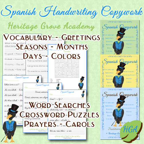 Spanish Handwriting Copywork Books at Heritage Grove Academy Homeschool
